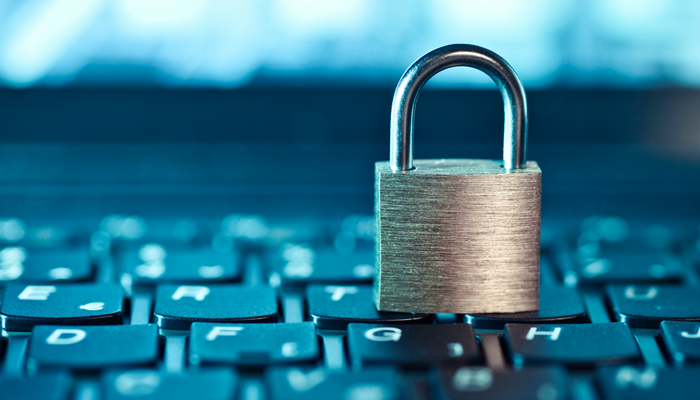 image of a lock on a laptop keys
