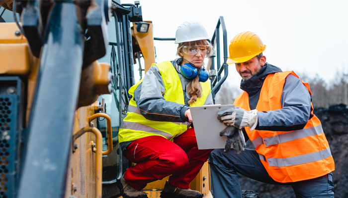 female and male construction workers at mining jobs