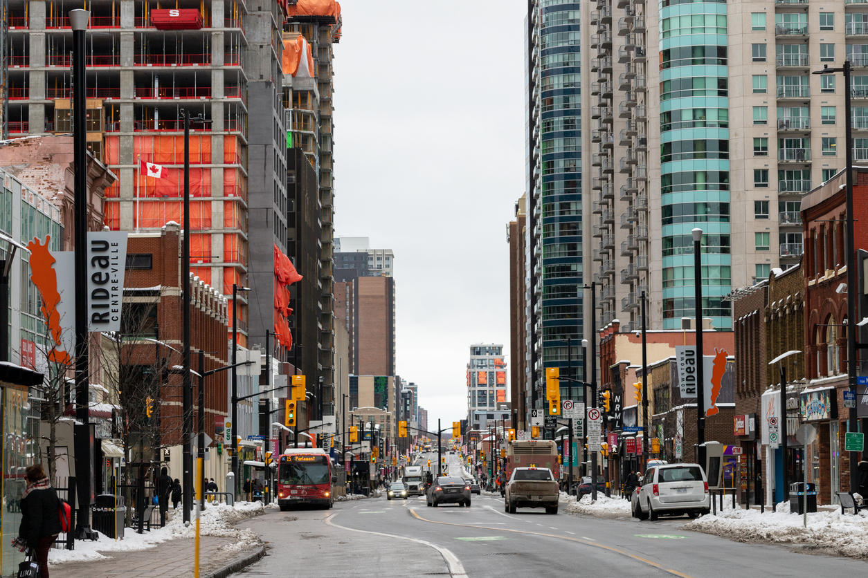 Une image d’une ville canadienne animée qui représente un secteur d’activité.