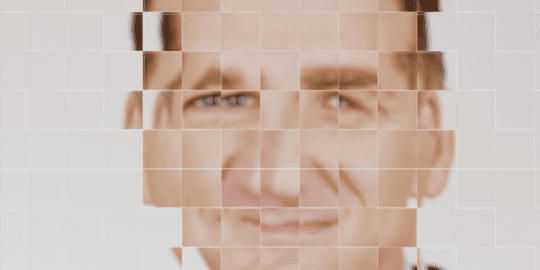 image of a face pixeled to mitigate fraud