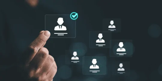 digital persons being selected by a hand after a criminal record check